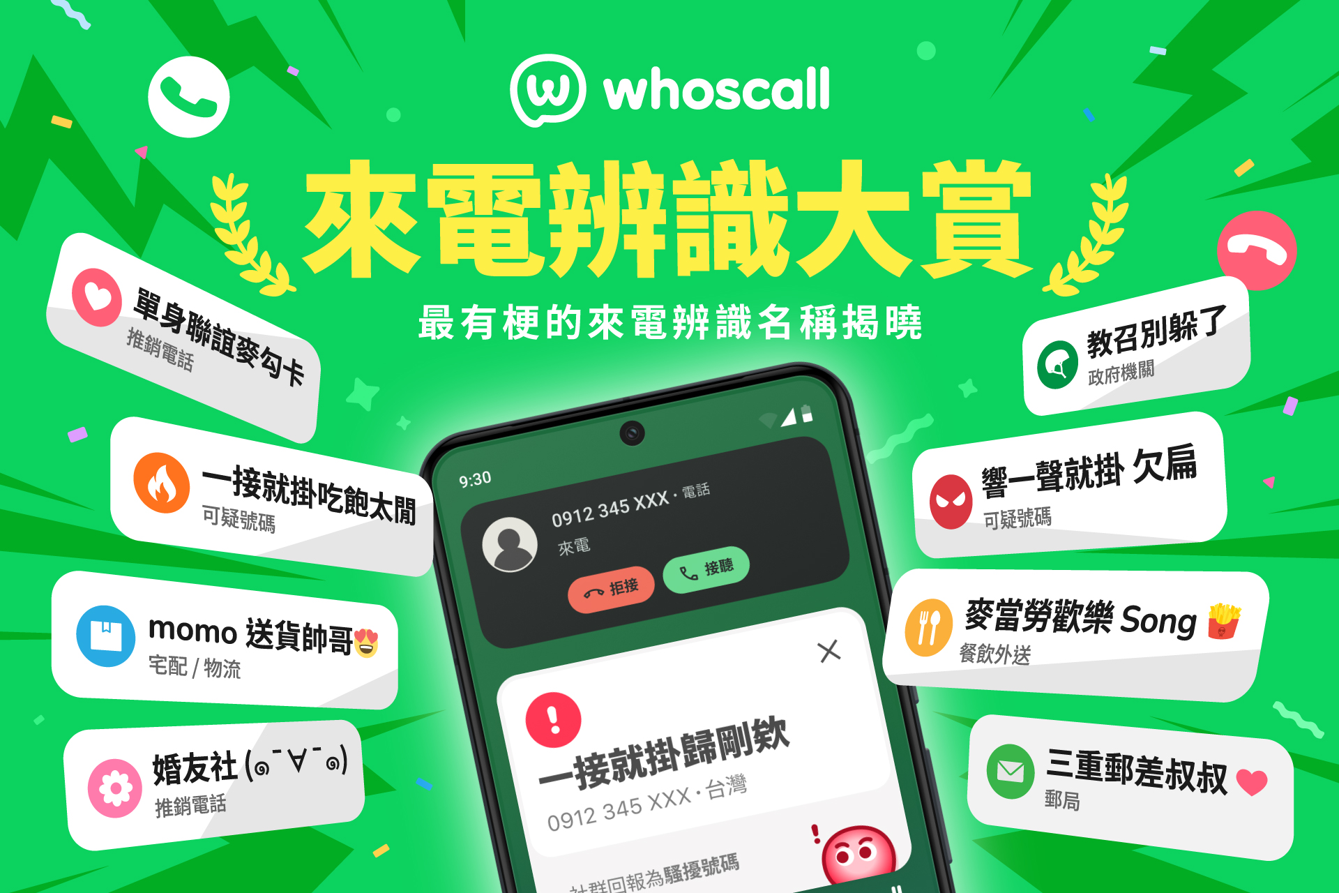 接過「聯誼麥擱卡」來電嗎？ Whoscall 來電辨識大賞名單揭曉